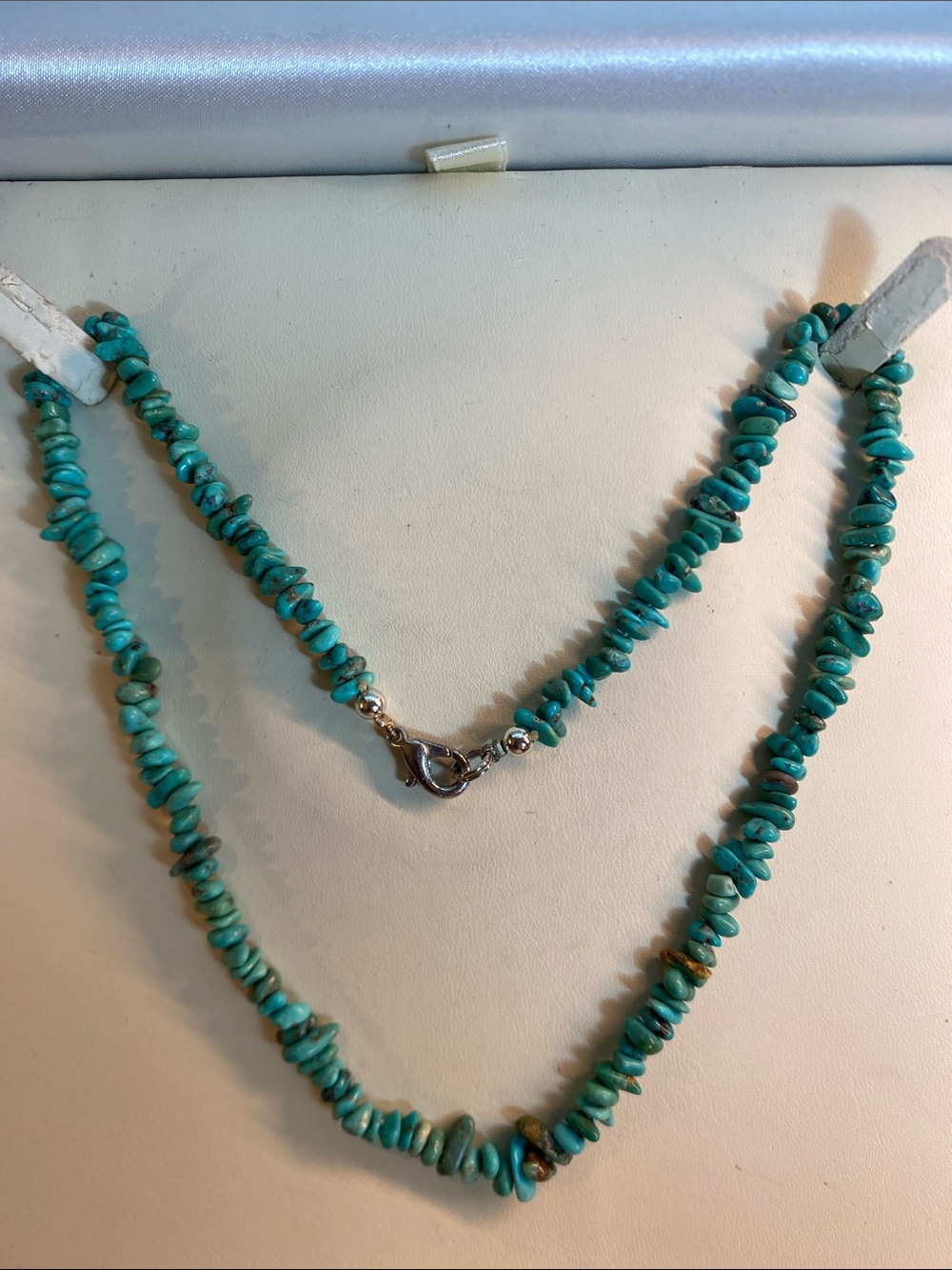 Genuine Turquoise Nugget Chip Necklace 17.5” Southwestern Boho